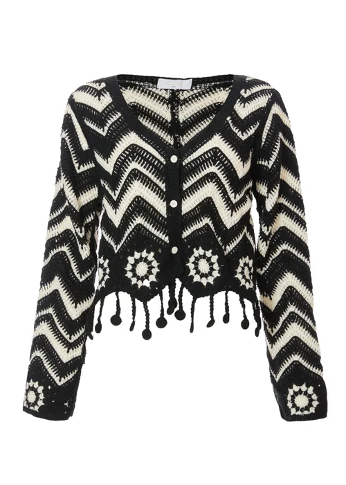Quiz Black Crochet Knitted Top - S/M Image 4