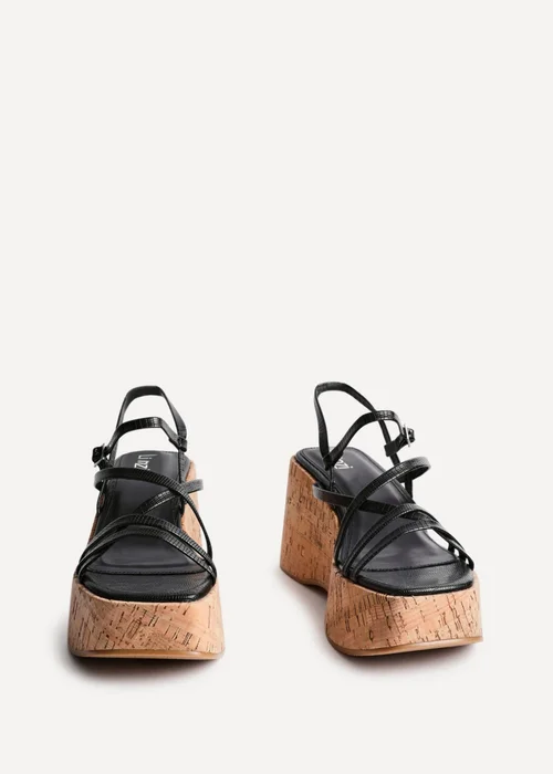 Linzi Orbit Black Lizard Cork Flatform Sandals - Size 3 Image 3