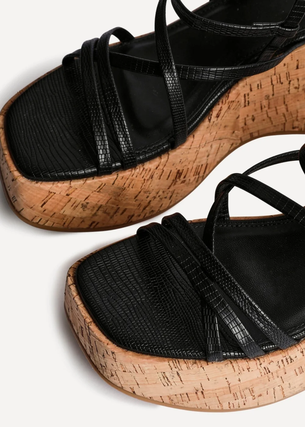 Linzi Orbit Black Lizard Cork Flatform Sandals - Size 3 Image 5