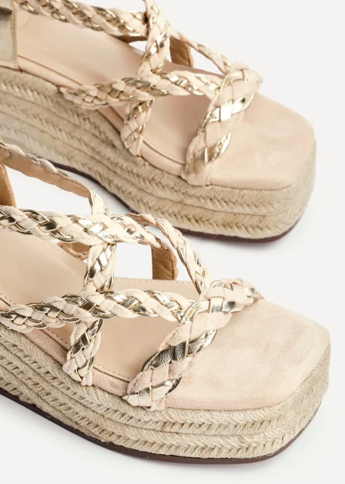 Linzi Mimosa Nude Plaited Flatform Wedged Sandals - 4 Image 5