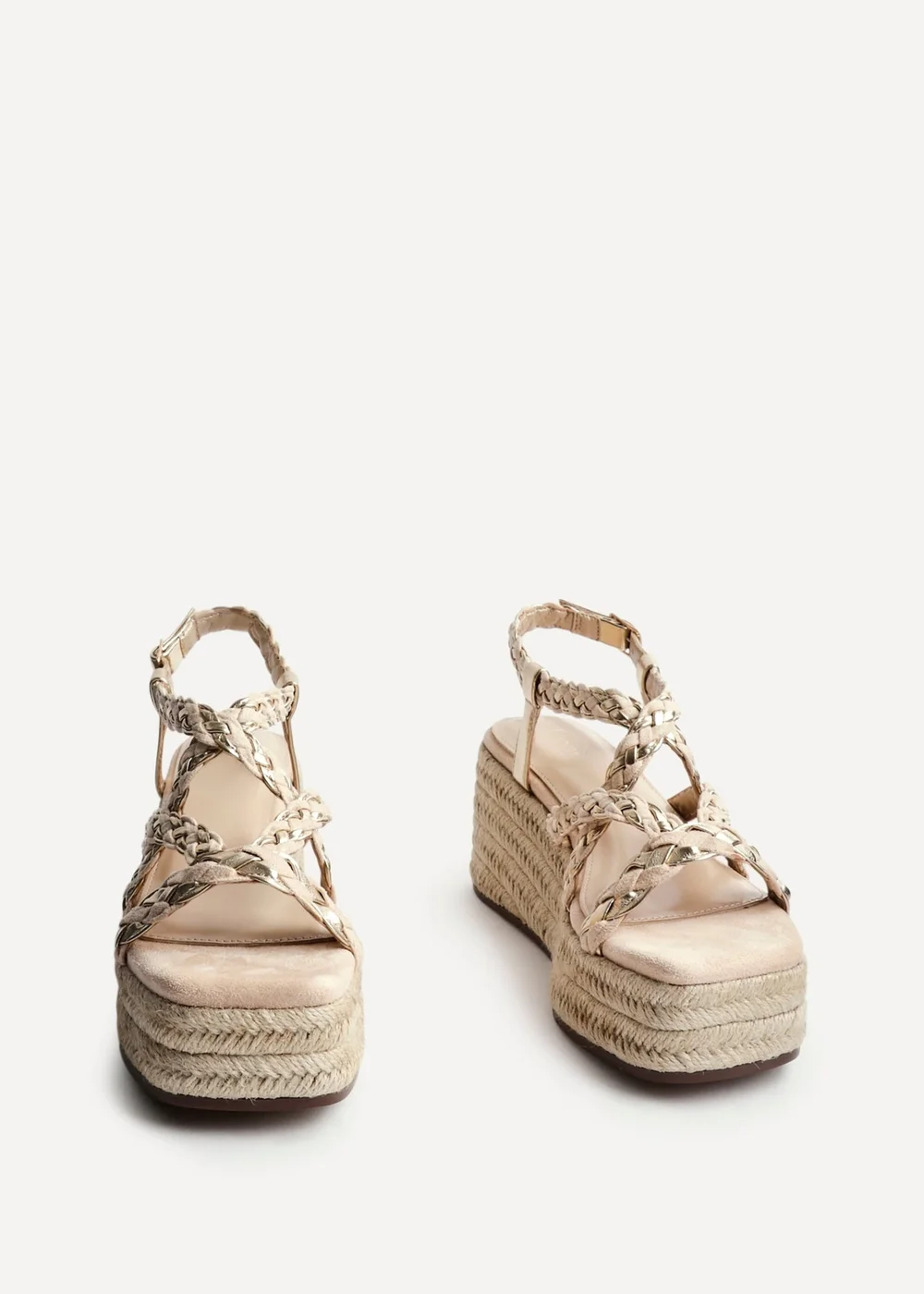 Linzi Mimosa Nude Plaited Flatform Wedged Sandals - 4 Image 3