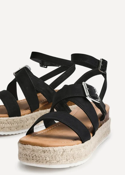 Linzi Autumn Black Nubuck Strappy Flatform Sandal - 3 Image 5
