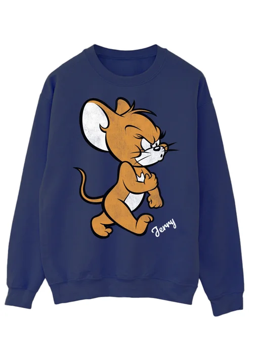 Tom & Jerry Angry Mouse Navy Graphic Sweatshirt - S Image 1