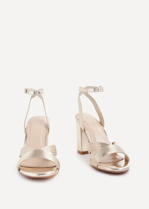 Linzi City Gold Faux Leather Heeled Sandals - Size 3 Image 3