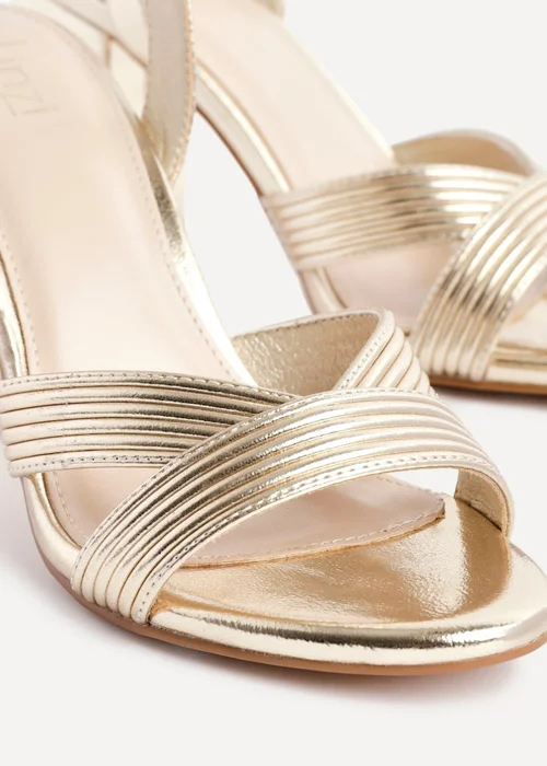 Linzi City Gold Faux Leather Heeled Sandals - Size 3 Image 5