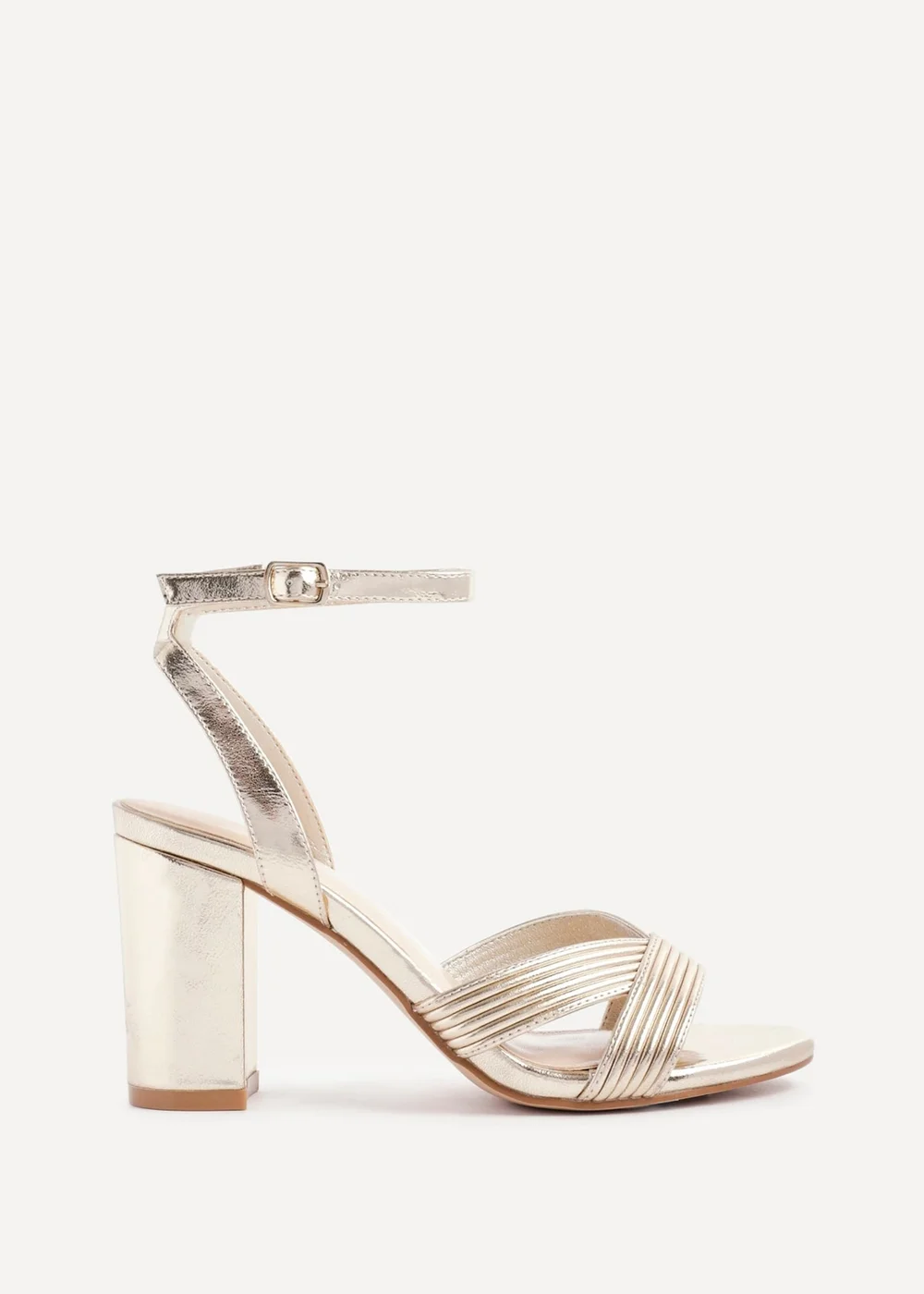 Linzi City Gold Faux Leather Heeled Sandals - Size 3 Image 2