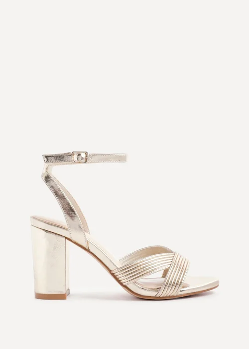 Linzi City Gold Faux Leather Heeled Sandals - Size 3 Image 2
