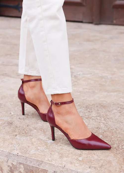 Linzi Thea Burgundy Faux Leather Classic Stiletto Court Heel - Size 3 Image 1