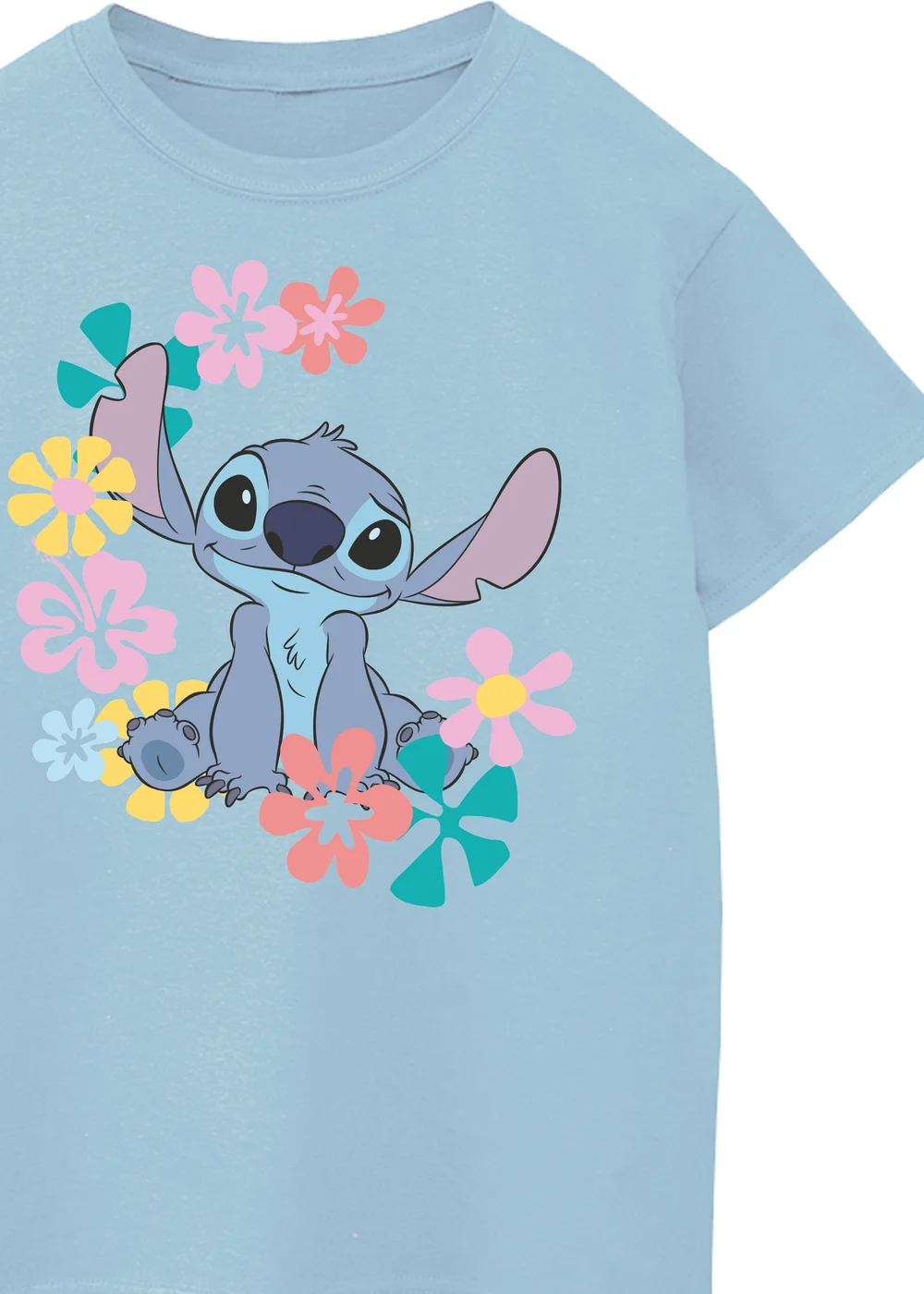 Ada & Ted Disney Lilo & Stitch Flowers Girls Blue T-Shirt (3-13 Years) - Age 3-4 Years Image 2