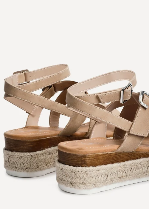Linzi Autumn Beige Nubuck Strappy Flatform Sandal - Size 3 Image 5