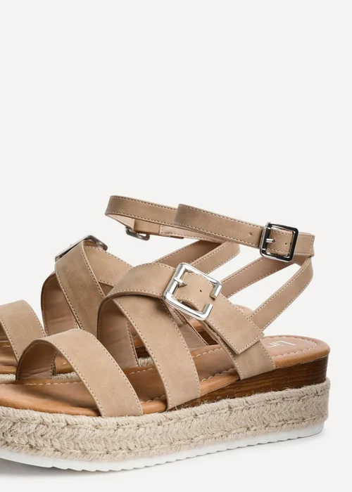 Linzi Autumn Beige Nubuck Strappy Flatform Sandal - Size 3 Image 4