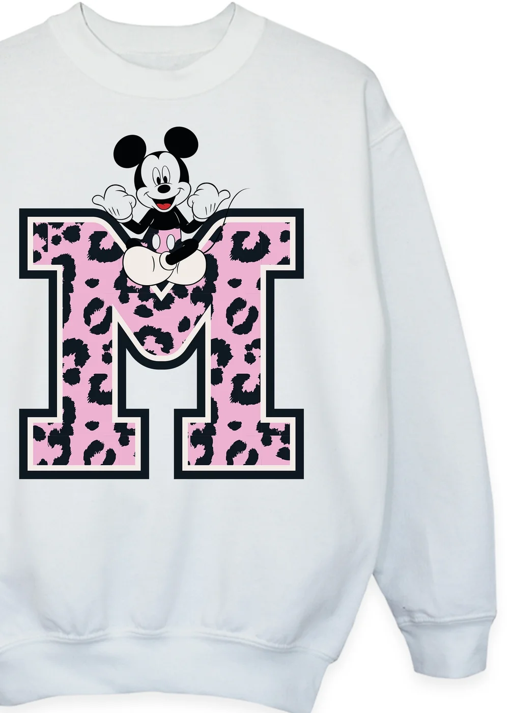 Disney Mickey Mouse Leopard M Girls White Graphic Sweatshirt (3-13 Years) - 3-4 Yrs Image 2