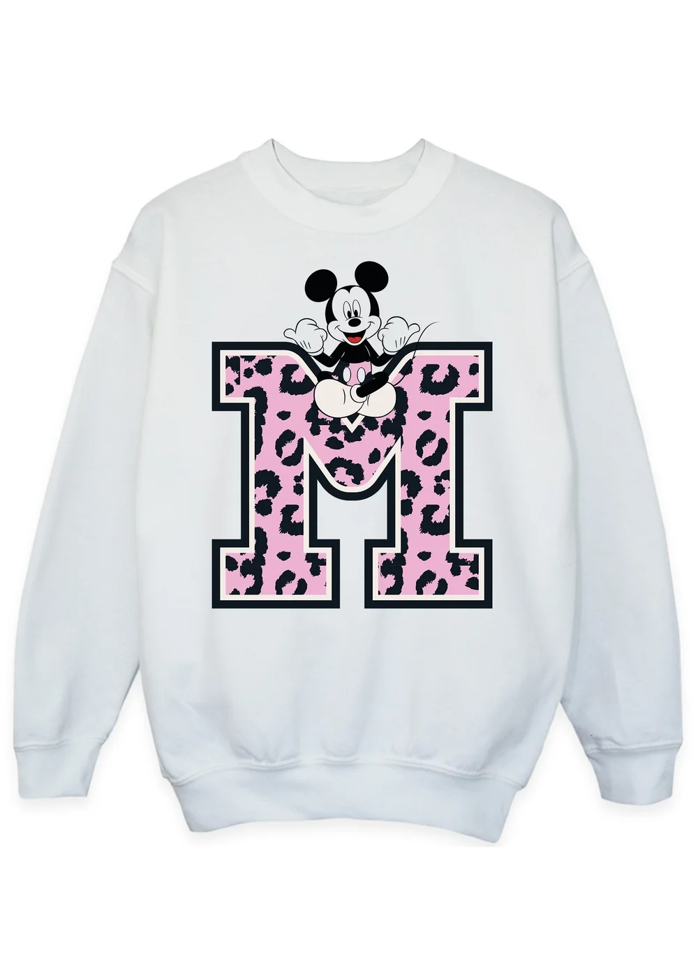 Disney Mickey Mouse Leopard M Girls White Graphic Sweatshirt (3-13 Years) - 3-4 Yrs Image 1