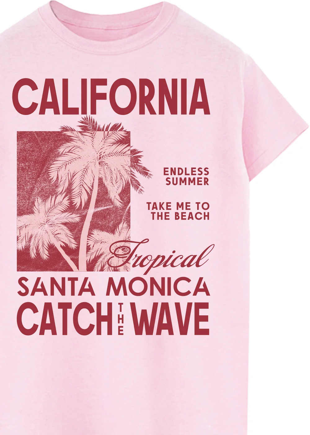 Brands In California Santa Monica Pink Boyfriend Fit Graphic T-Shirt - Small Image 2