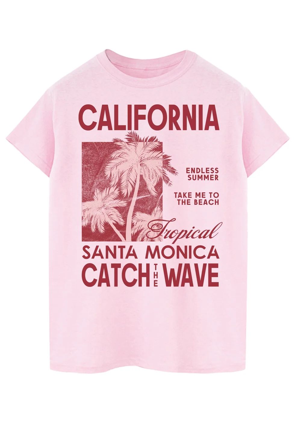 Brands In California Santa Monica Pink Boyfriend Fit Graphic T-Shirt - Small Image 1