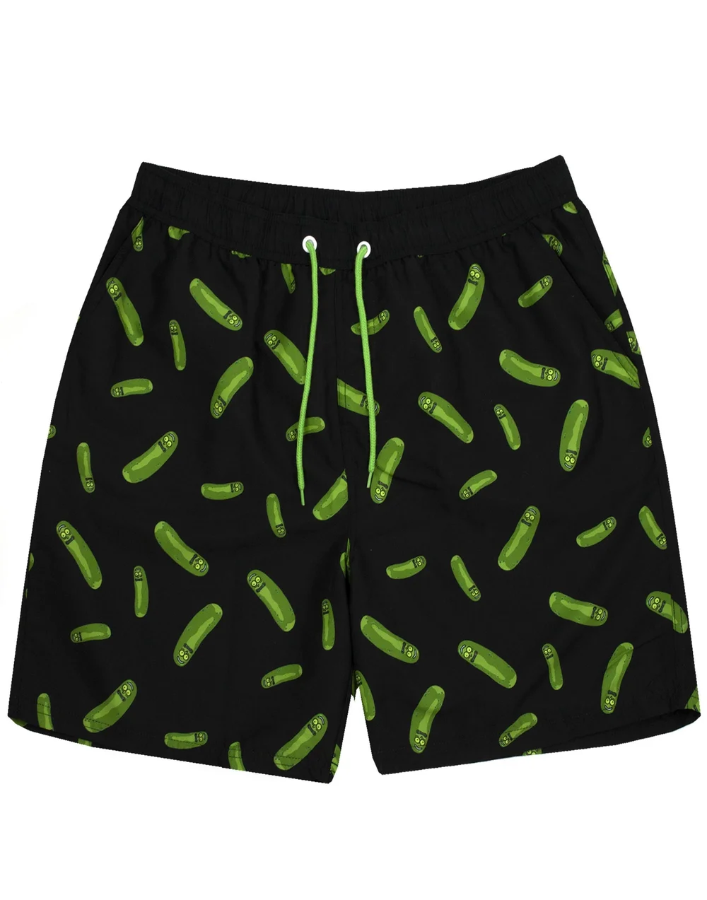 Rick & Morty Black Pickle Rick Swim Shorts - Medium Image 1
