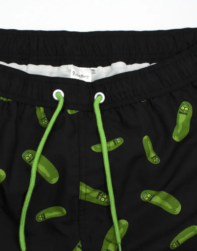 Rick & Morty Black Pickle Rick Swim Shorts