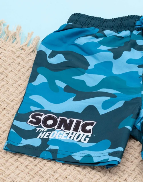 Sonic The Hedgehog Camo Kids Blue Swim Shorts (4-14 Years) - Age 13-14 Years Image 4