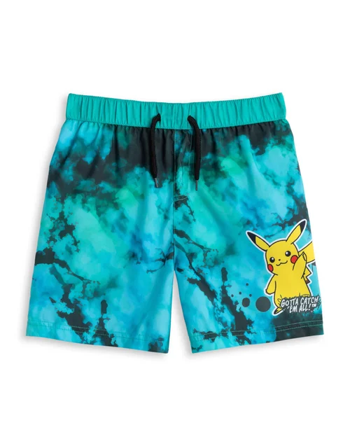 Vanilla Underground Pokemon Pikachu Kids Green Swim Shorts (4-12 Years) - Age 7-8 Years Image 1
