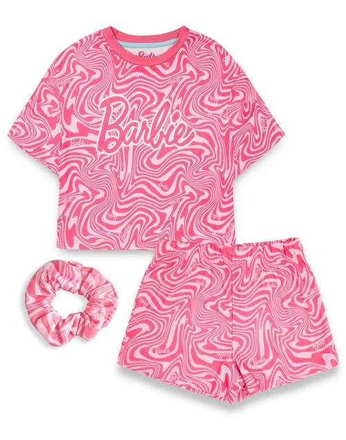 Vanilla Underground Barbie Kids Pink Shortie Pyjama Set (3-12 Years) - Age 3-4 Years Image 1