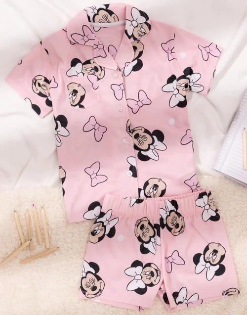 Vanilla Underground Disney Minnie Mouse Kids Shortie Pyjamas (18 Months-8 Years) - Age 7-8 Years Image 2