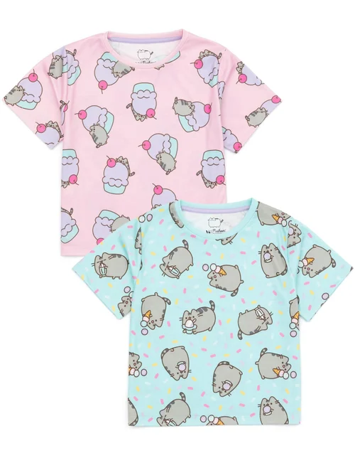Vanilla Underground Pusheen Kids Shortie Multi Coloured Pyjamas 2 Pack (2-14 Years) - Age 11-12 Years Image 5