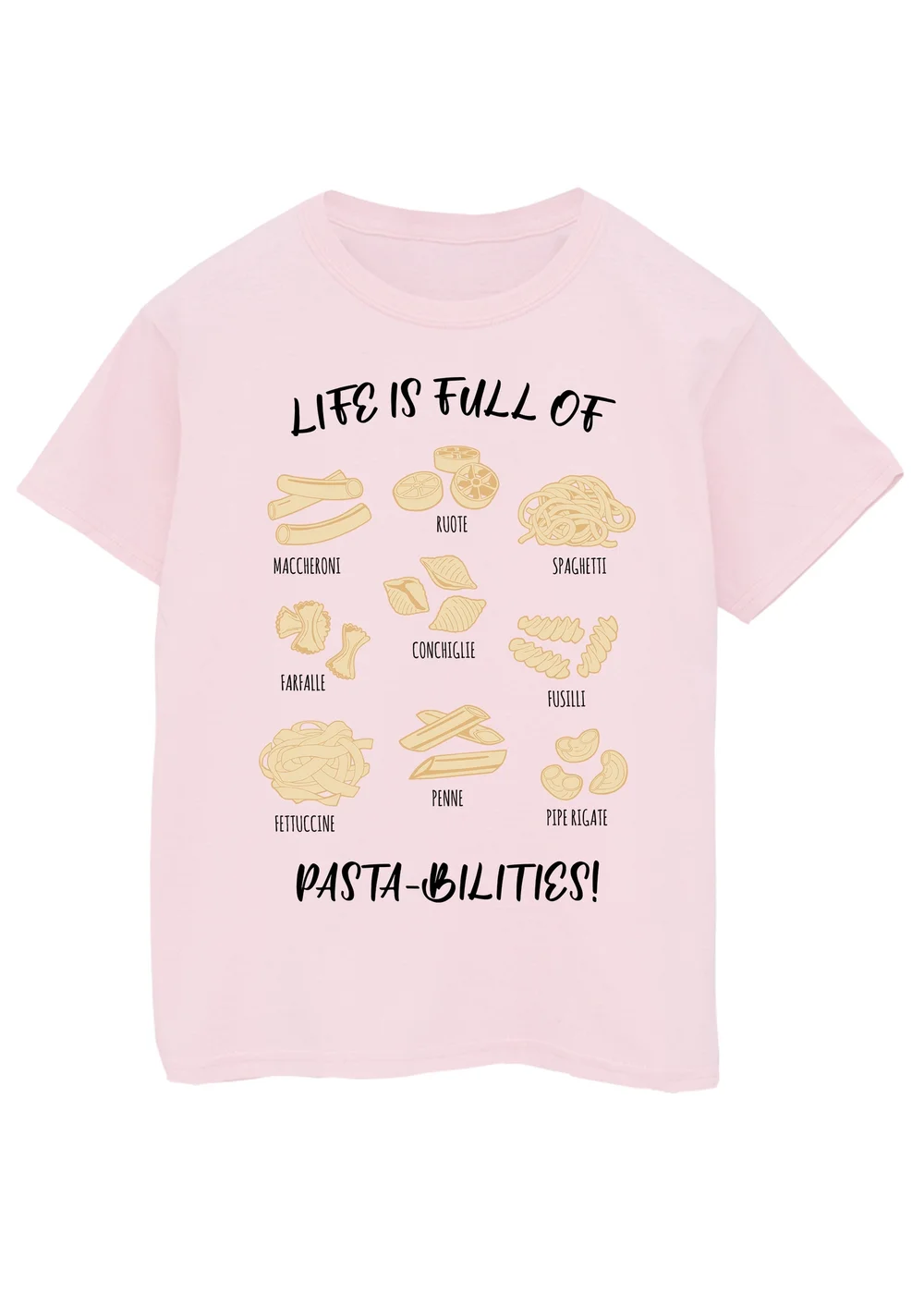 Brands In Life Is Full Of Pasta-bilities Kids Pink Graphic T-Shirt (3-13 Years) - 3-4 Yrs Image 1