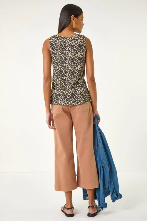 Roman Natural Animal Print Textured Vest Top - 12 Image 4