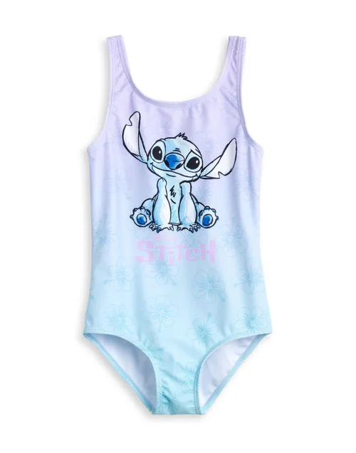 Disney Stitch Kids Multi Coloured Blue 1 Piece Swimsuit (5-14 Years) - Age 5-6 Years Image 1