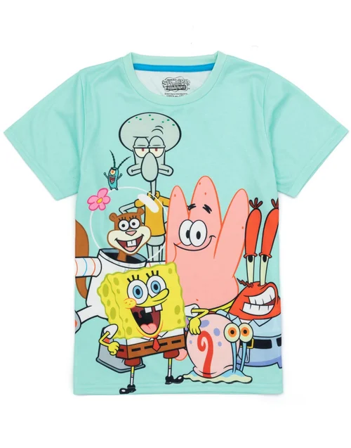 Vanilla Underground SpongeBob Characters Kids Multi Coloured Blue Shortie Pyjamas (3-14 Years) - Age 5-6 Years Image 2
