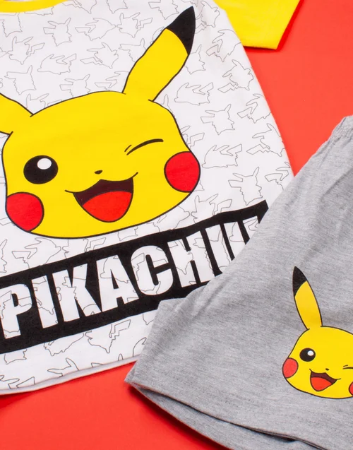 Vanilla Underground Pokemon Kids White Pikachu Shortie Pyjamas (3-12 Years) - Age 9-10 Years Image 4