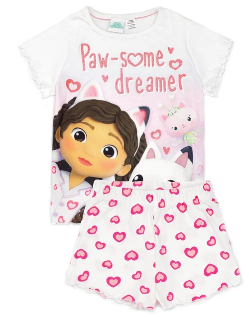Gabbys Dollhouse Kids White Shortie Pyjamas (2-6 Years) - Age 5-6 Years Image 1
