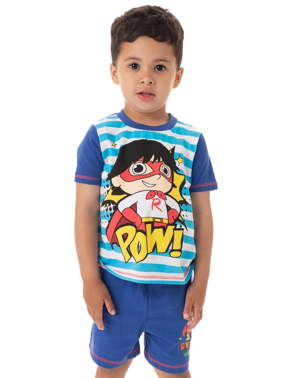 Ryan's World White Striped Kids Shortie Pyjamas (2-8 Years) - Age 2 - 3 Years Image 1