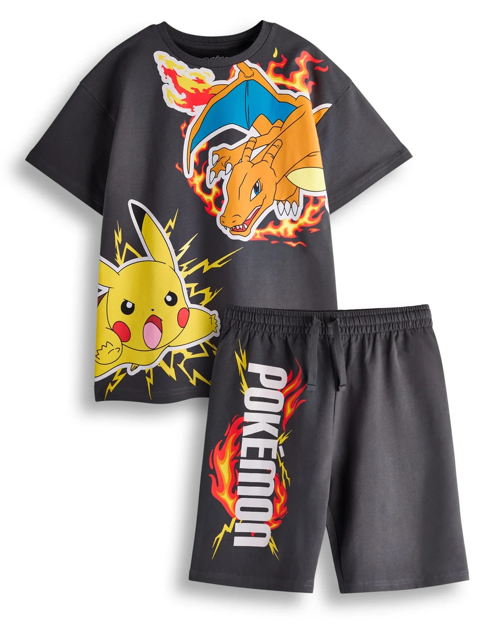 Vanilla Underground Pokemon Kids Black T-Shirt and Shorts Set (4-14 Years) - Age 11-12 Years Image 1