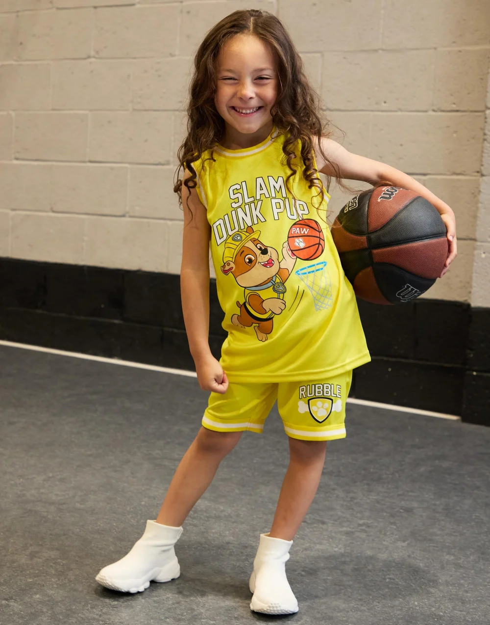 Vanilla Underground Paw Patrol Rubble Kids Yellow Basketball Set (2-7 Years) - Age 6-7 Years Image 1