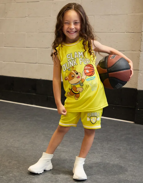 Vanilla Underground Paw Patrol Rubble Kids Yellow Basketball Set (2-7 Years) - Age 6-7 Years Image 1