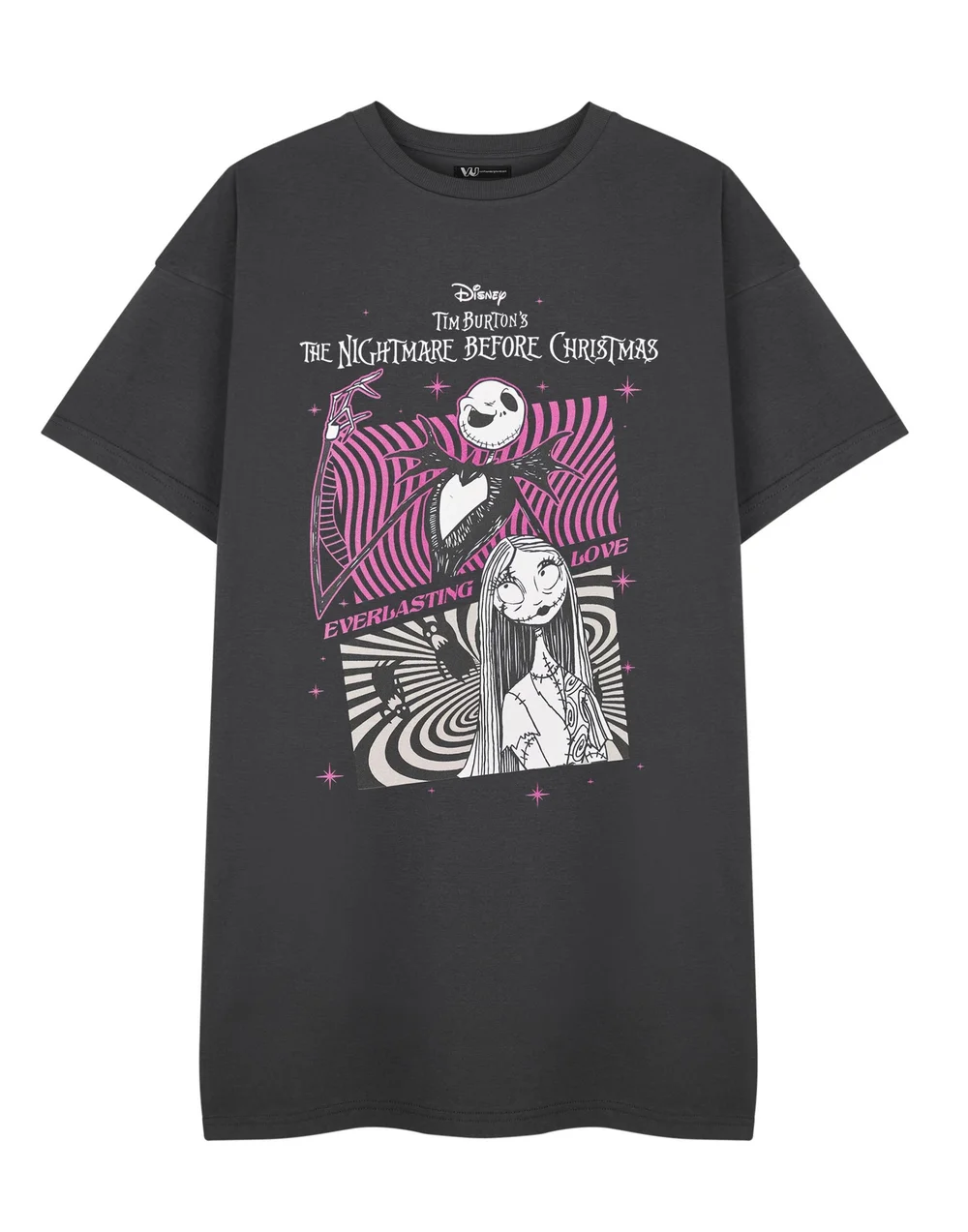 Vanilla Underground Disney The Nightmare Before Christmas Grey Everlasting Love T-Shirt Dress - 2XL Image 3