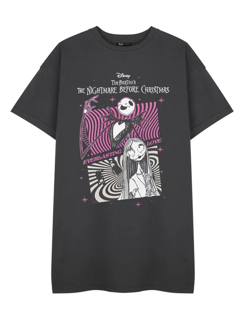 Vanilla Underground Disney The Nightmare Before Christmas Grey Everlasting Love T-Shirt Dress - 2XL Image 3