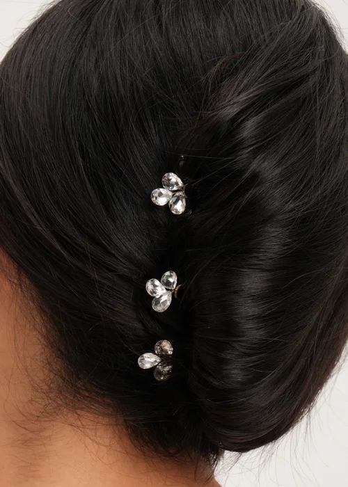 Jon Richard Gold Plated Crystal Leaf Hair Pins - One Size Image 2