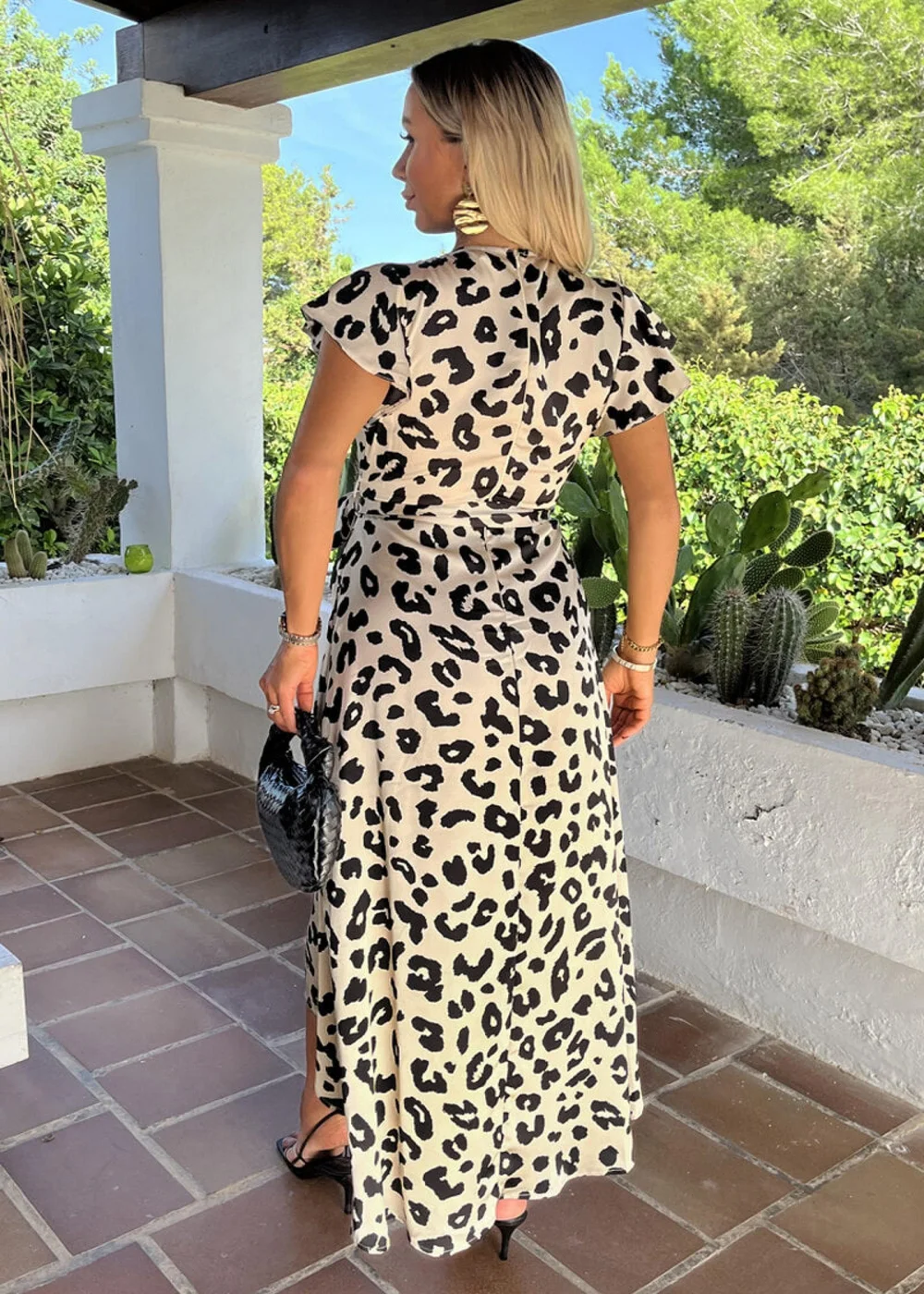 AX Paris Multi Black & Cream Leopard Print Short Sleeve Belted Wrap Midi Dress - 8 Image 5