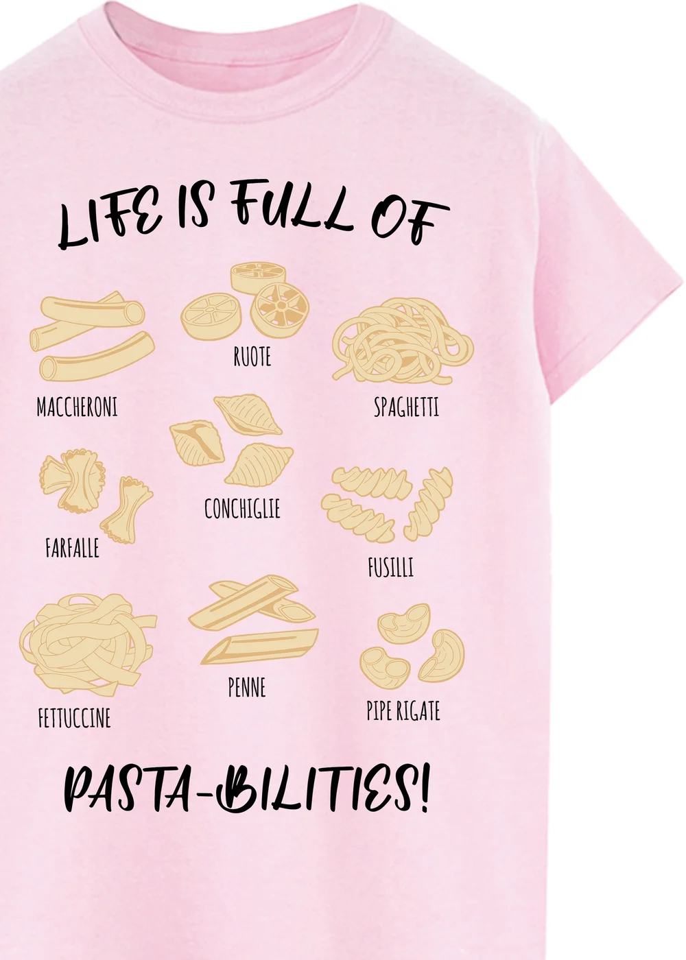 Spiral Galaxy Life Is Full Of Pasta-bilities Pink Boyfriend Fit T-Shirt - S Image 2