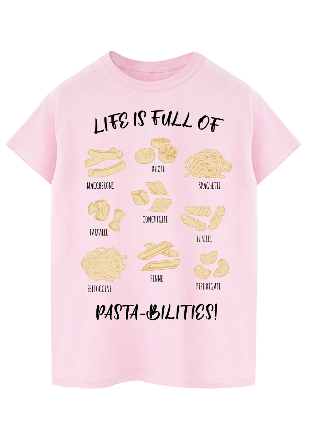 Spiral Galaxy Life Is Full Of Pasta-bilities Pink Boyfriend Fit T-Shirt - S Image 1