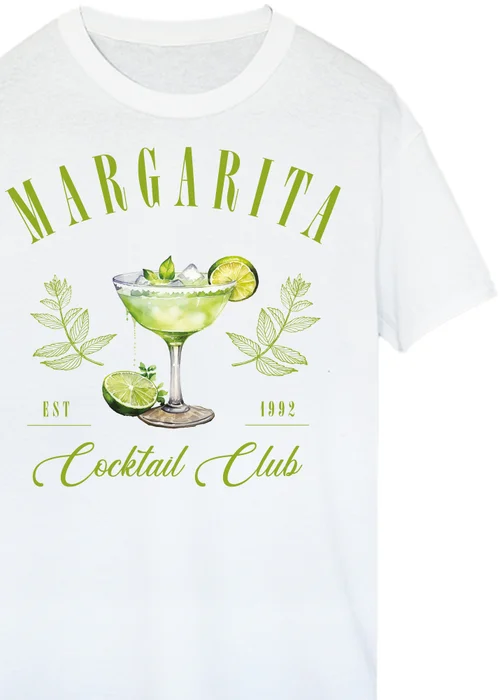 Spiral Galaxy Margarita Cocktail Club White Boyfriend Fit T-Shirt - 5XL Image 2
