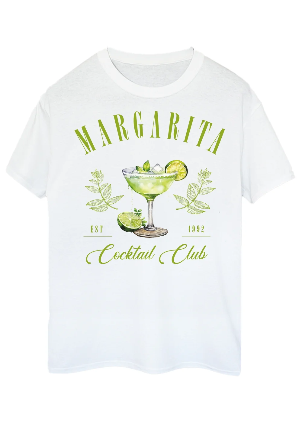 Spiral Galaxy Margarita Cocktail Club White Boyfriend Fit T-Shirt - 5XL Image 1