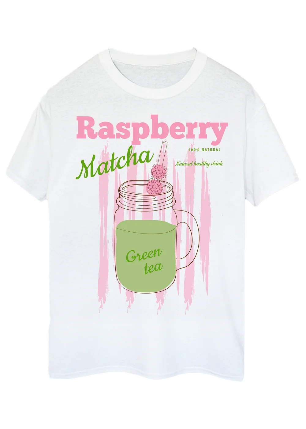 Spiral Galaxy Brands In Raspberry Matcha White Boyfriend Fit T-Shirt - S Image 1
