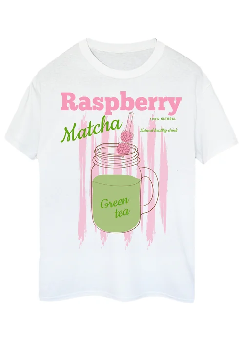 Spiral Galaxy Brands In Raspberry Matcha White Boyfriend Fit T-Shirt - S Image 1