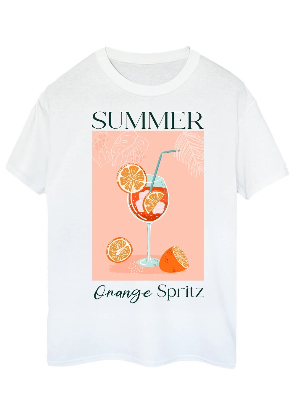 Spiral Galaxy Summer Orange Spritz White Boyfriend Fit T-Shirt - 5XL Image 1
