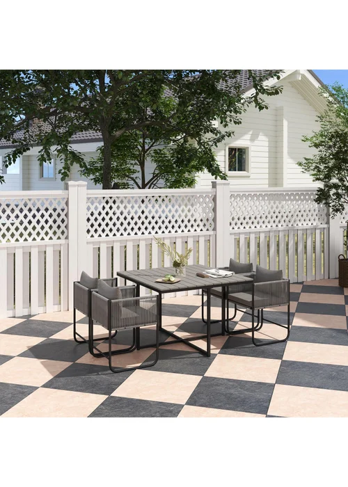 Outsunny Rattan Dining Set Rattan Cube Dining Sets with Spacesaving Design - One Size Image 1