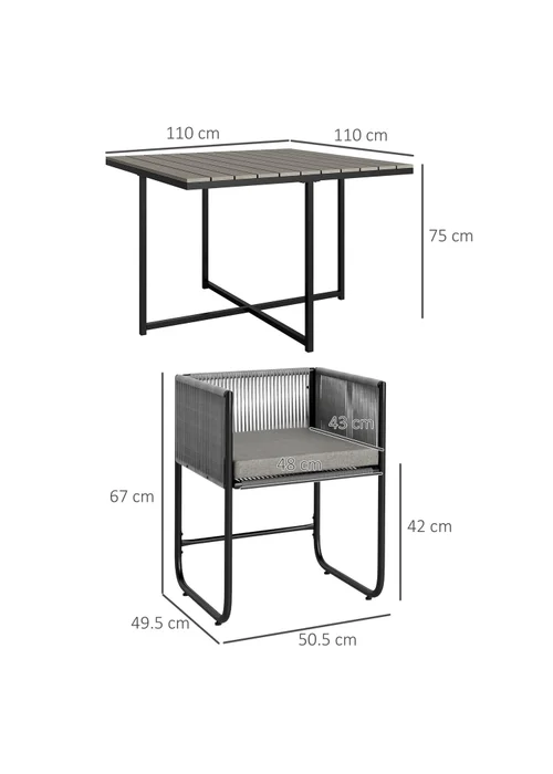 Outsunny Rattan Dining Set Rattan Cube Dining Sets with Spacesaving Design - One Size Image 3