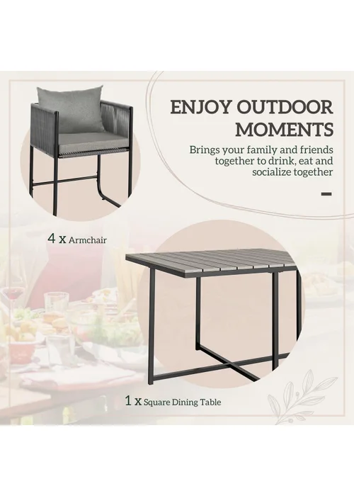 Outsunny Rattan Dining Set Rattan Cube Dining Sets with Spacesaving Design - One Size Image 4